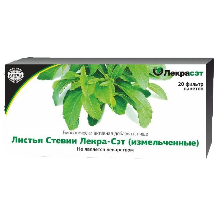 Листья стевии, сырье растительное измельченное, 1.5 г, 20 шт. фото