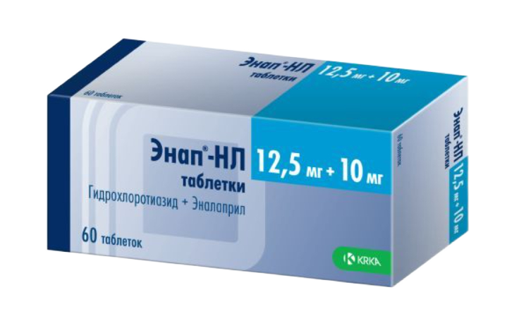 Энап-НЛ, 12.5 мг + 10 мг, таблетки, 60 шт. фото