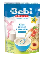 Bebi Premium каша овсяная с молоком, 6+ мес, каша детская молочная, 200 г, 1 шт, персик фото