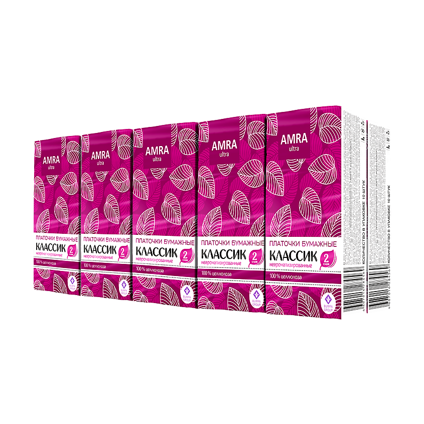 Amra Платочки бумажные двухслойные, 100 шт, без ароматизатора фото