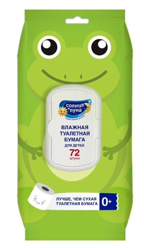 Солнце и Луна Бумага туалетная влажная с чередой алоэ и д-пантенолом, 72 шт. фото