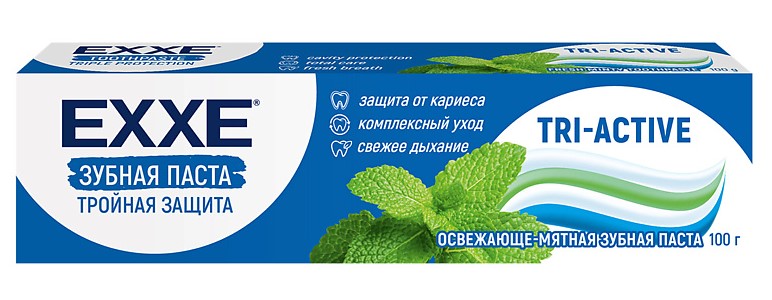 EXXE Tri-active Зубная паста Тройная защита, зубная паста, 100 г, 1 шт. фото