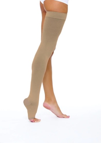 Чулок компрессионный до бедра с открытым мыском, 3 класс компрессии, р. 3, 1 шт, бежевого цвета фото