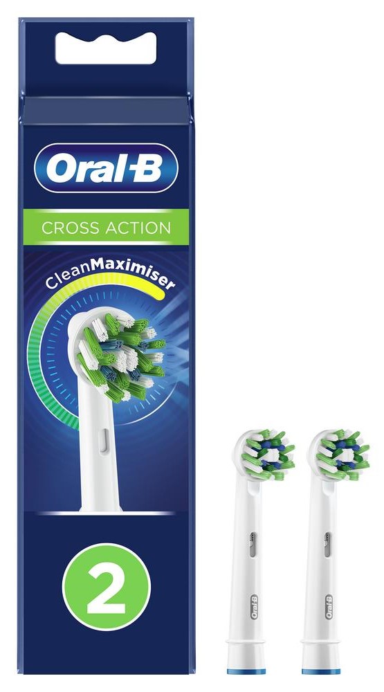 Oral-B CrossAction Насадка для электрической зубной щетки, 2 шт, белого цвета, арт. EB50rb фото