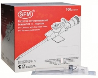 SFM Катетер внутривенный (канюля) с портом, 1.10 х 33 мм, 100 шт, 20G фото