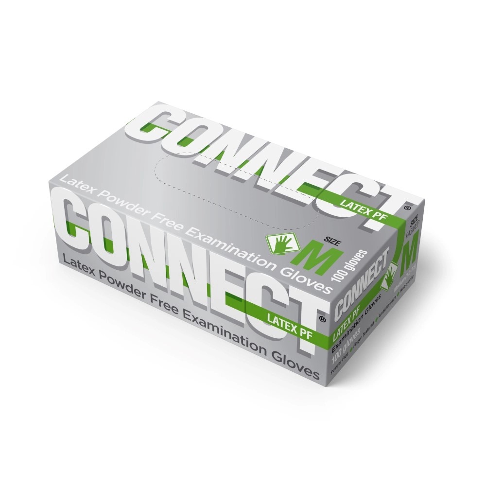 Connect Перчатки смотровые латексные нестерильные неопудренные, M, перчатки, пара, 100 шт, 50 пар фото