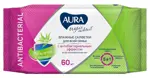 Aura салфетки влажные антибактериальные, салфетки влажные, 60 шт, тропический коктейль фото