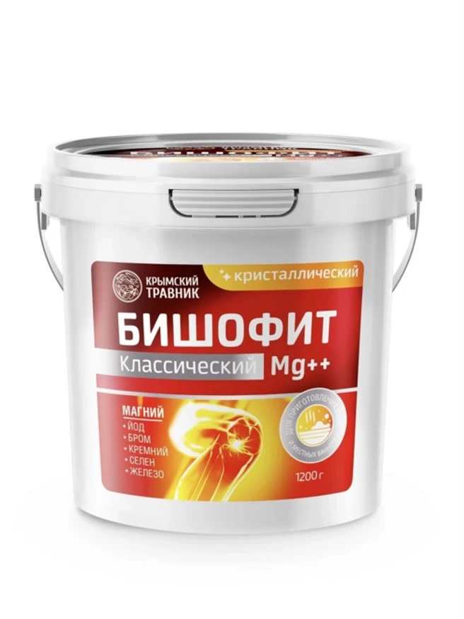Крымский травник Бишофит Соль кристалическая Mg ++, соль для ванн, 1200 г, 1 шт. фото