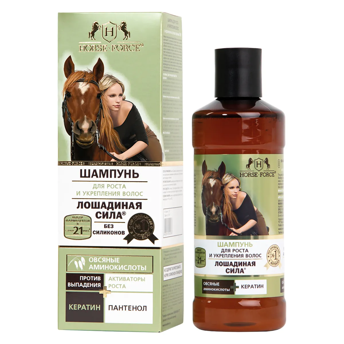 Лошадиная Сила Шампунь для роста и укрепления волос, шампунь, 250 мл, 1 шт, с кератином на основе овсяных ПАВ фото
