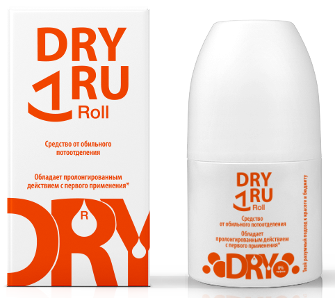Dry Ru Roll средство от обильного потоотделения с пролонгированным действием, антиперспирант ролик, 50 мл, 1 шт. фото
