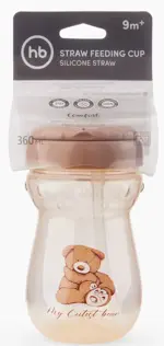 Happy Baby Поильник с силиконовой трубочкой, 9+ мес, 360 мл, 1 шт, мишка, арт. 14011 фото