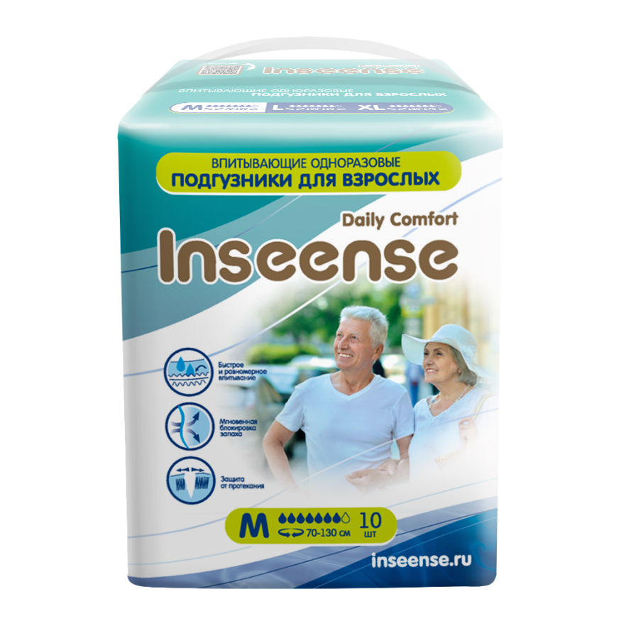 Inseense Daily Comfort Подгузники для взрослых, M, 10 шт, 70-130 см фото