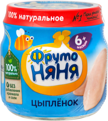 Фрутоняня детское пюре, пюре, 80 г, 1 шт, цыпленок фото