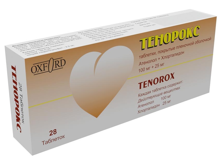 Тенорокс, 100 мг+25 мг, таблетки, покрытые оболочкой, 28 шт. фото