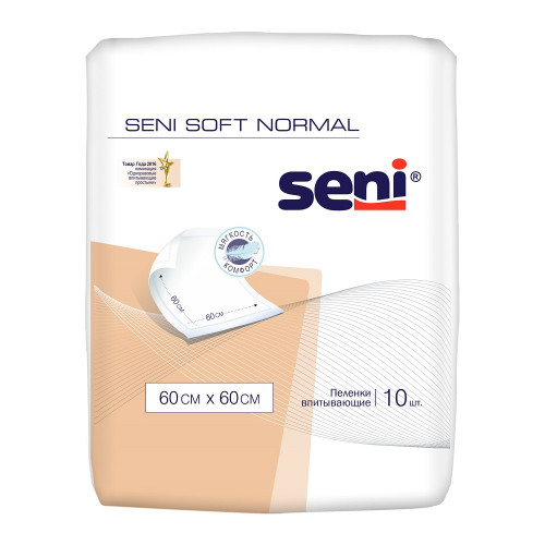 Seni Soft Normal Пеленки впитывающие, 60 см x 60 см, 10 шт, 3 капли фото