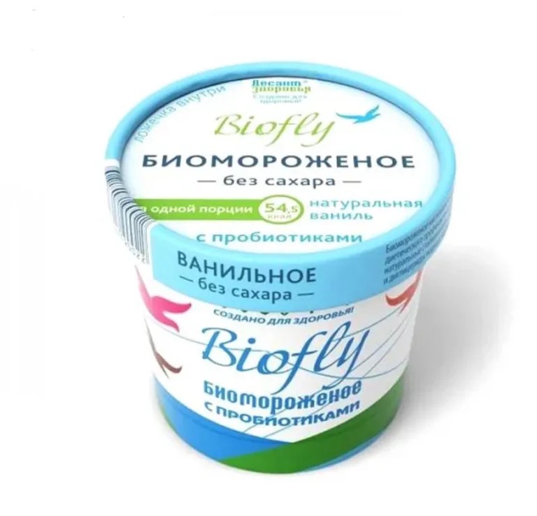 Десант Здоровья Biofly Биомороженое, 45 г, 1 шт, ваниль, без сахара фото