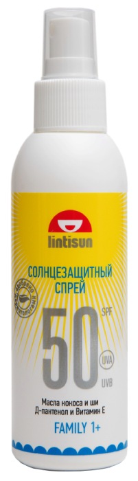 Lintisun Молочко солнцезащитное детское спрей SPF50, молочко для тела, 150 мл, 1 шт. фото
