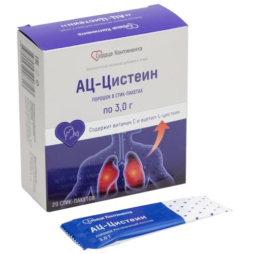 Сердце Континента АЦ-Цистеин, порошок для приема внутрь, 3г, 20 шт. фото