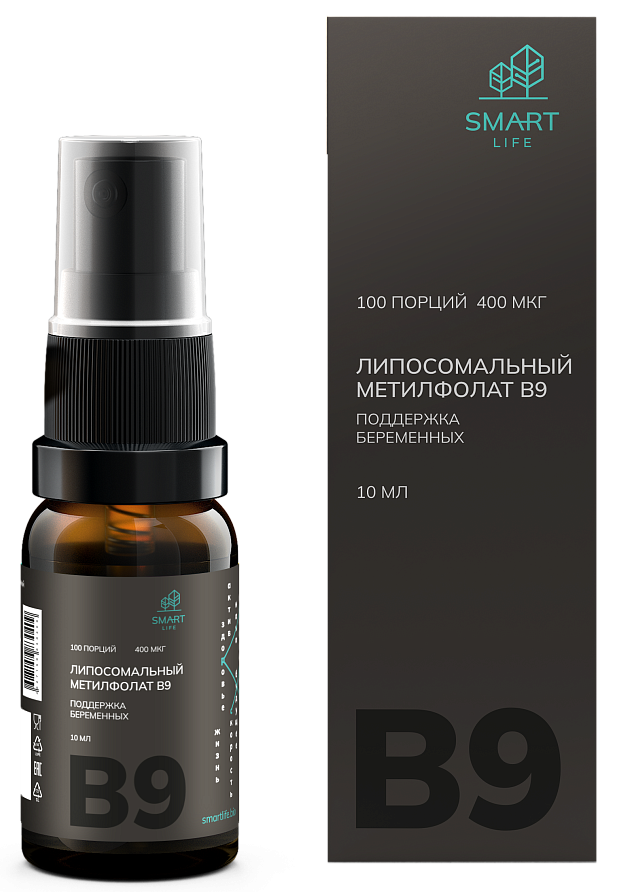 Smartlife Липосомальный метилфолат B9, 400 мкг, раствор для приема внутрь, 10 мл, 1 шт, 100 доз фото