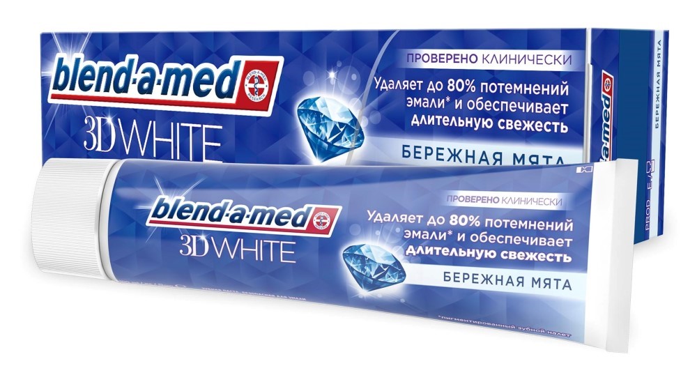 Blend-a-Med 3D White Зубная паста, паста зубная, 100 мл, 1 шт, бережная мята фото