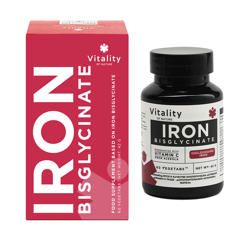Vitality Железо бисглицинат, 40 мг, таблетки, 60 шт. фото