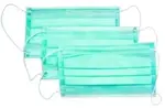 Маска медицинская одноразовая трехслойная на резинке, 100 шт, бирюзового цвета фото 2