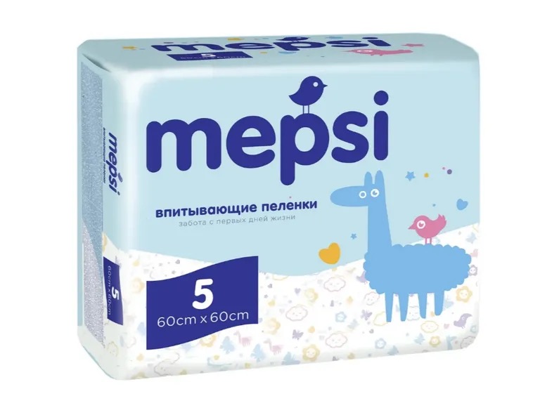 Mepsi пеленки детские впитывающие, 60 см x 60 см, 5 шт. фото