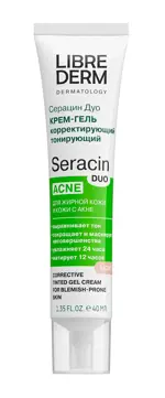 Librederm Серацин Дуо крем-гель корректирующий тонирующий светло-бежевый тон, крем для лица, 40 мл, 1 шт. фото