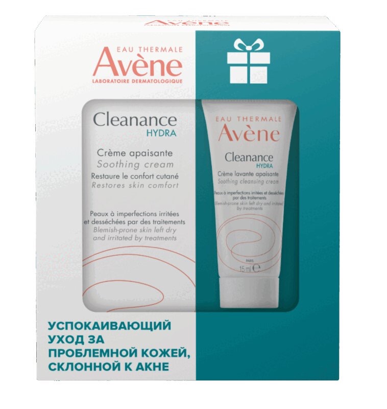 Avene Cleanance Hydra крем успокаивающий 40 мл + крем очищающий 15 мл, набор, 1 шт. фото