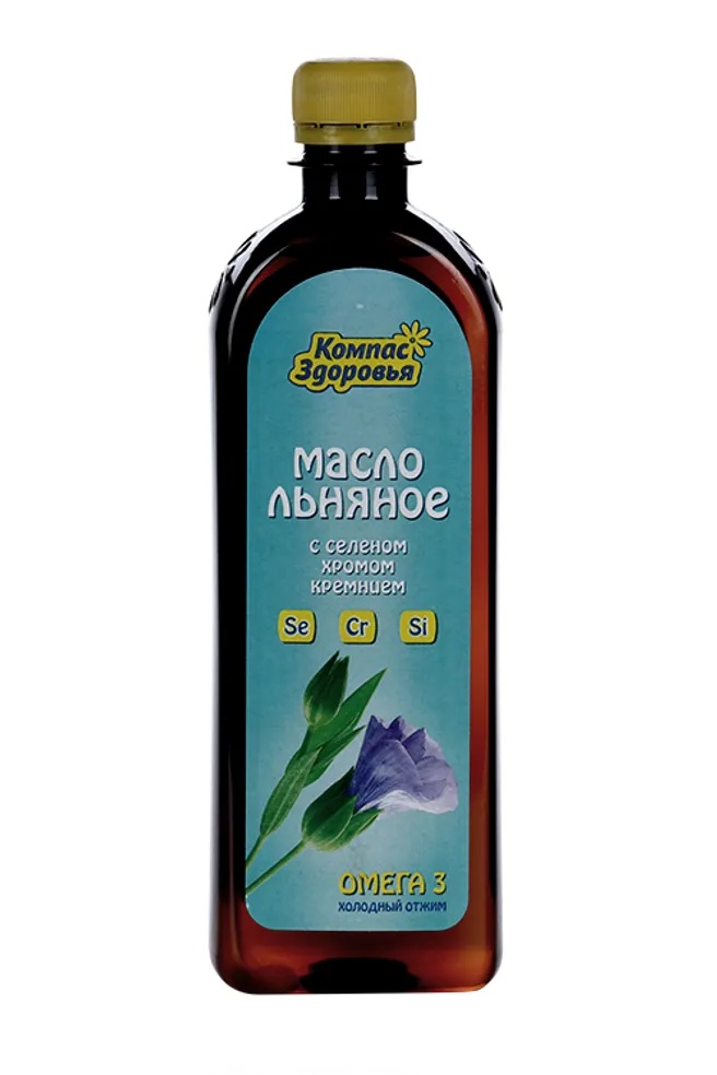 Компас здоровья Масло льняное с селеном, хромом, кремнием, масло для внутреннего применения, 500 мл, 1 шт. фото