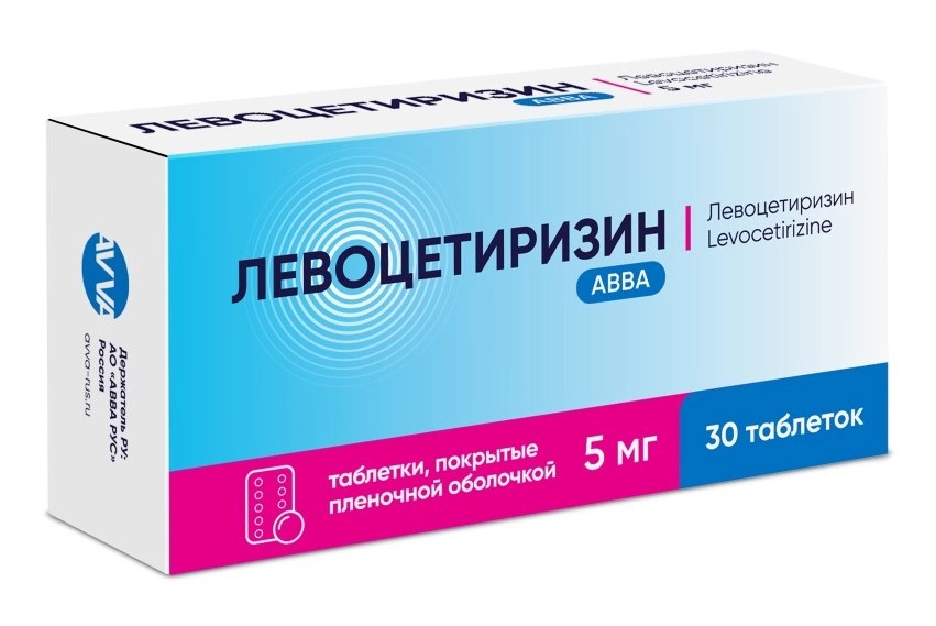 Левоцетиризин АВВА, 5 мг, таблетки, покрытые пленочной оболочкой, 30 шт. фото