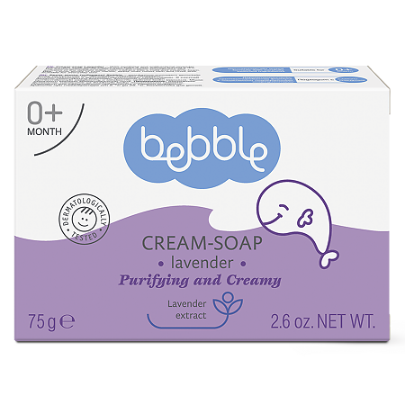 Bebble Крем-мыло твердое детское, крем-мыло, 75 г, 1 шт, с лавандой фото
