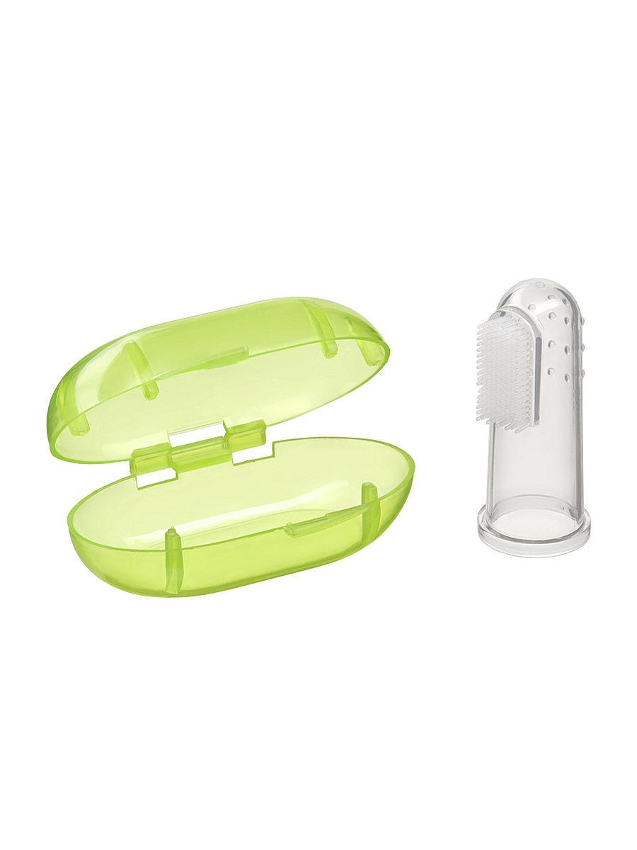 Happy Baby зубная щетка на палец Finger silicone, 1 шт, с футляром фото