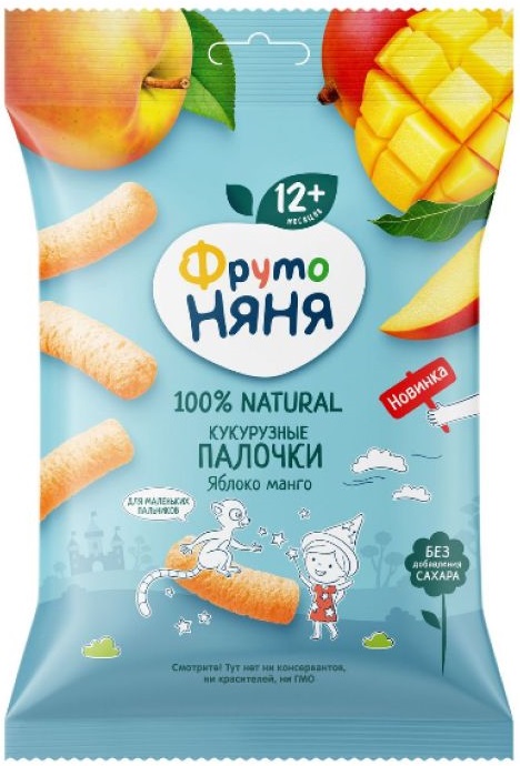 Фрутоняня кукурузные палочки, 20 г, 1 шт, манго + яблоко фото