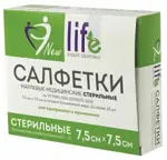 New Life Салфетки марлевые стерильные, 7.5 х 7.5 см, 10 шт, 12 сложений фото 