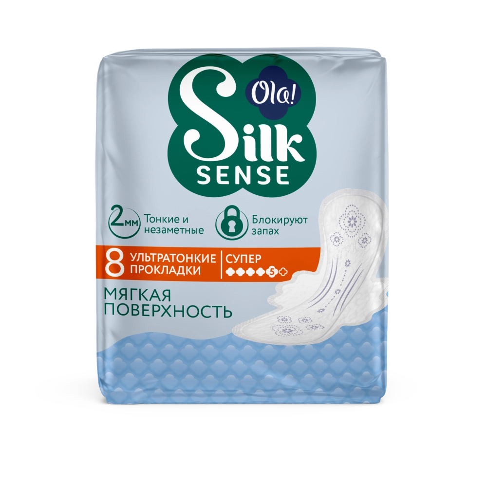 Ola Silk Sense Прокладки ультратонкие для обильных выделений мягкий шелк, 8 шт. фото