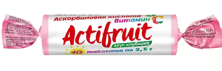 Актифрут Витамин С, 2.5 г, таблетки жевательные, 10 шт, клубника фото