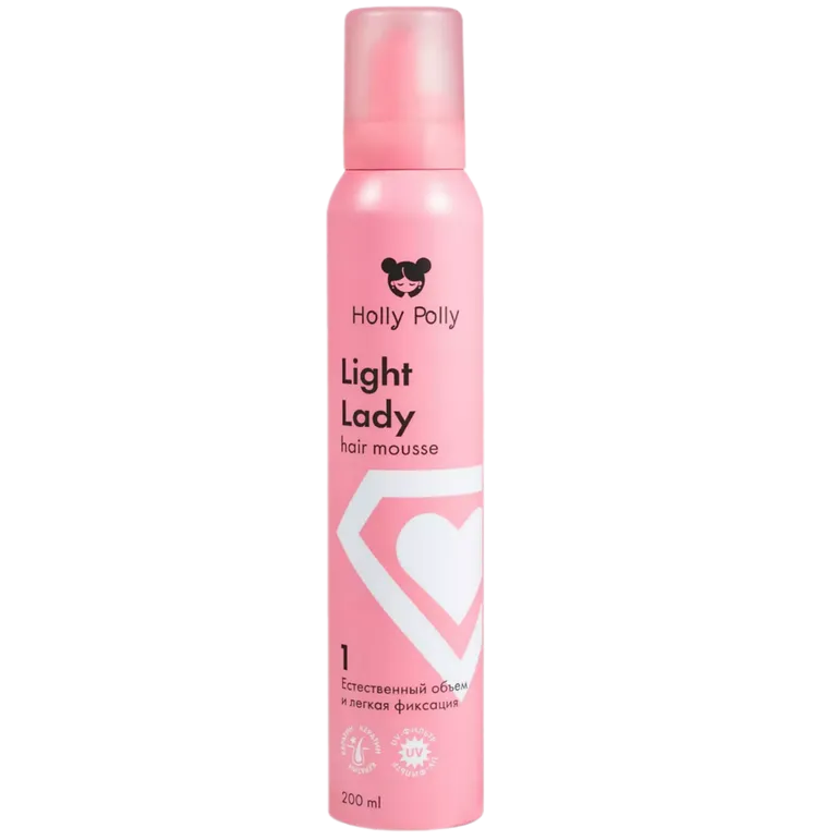 Holly Polly light lady мусс для волос естественный объем и легкая фиксация, мусс для волос, 200 мл, 1 шт. фото
