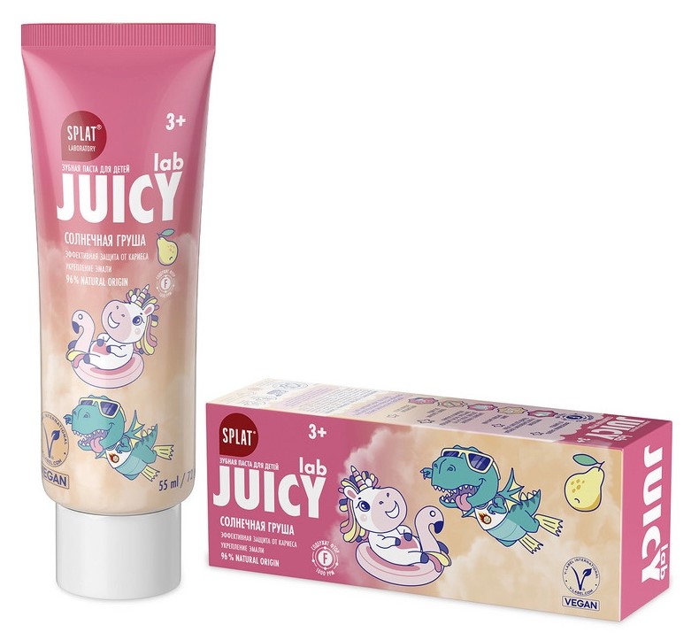 Splat Juicy Lab Зубная паста детская, паста зубная, 55 мл, 1 шт, груша фото