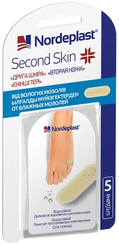Nordeplast Second skin Пластырь противомозольный, 2 см х 6 см, пластырь медицинский, 5 шт, гидроколлоидные фото