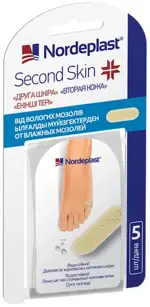 Nordeplast Second skin Пластырь противомозольный, 2 см х 6 см, пластырь медицинский, 5 шт, гидроколлоидные фото