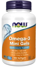 NOW Омега-3 Мини, 740 мг, капсулы, 180 шт. фото