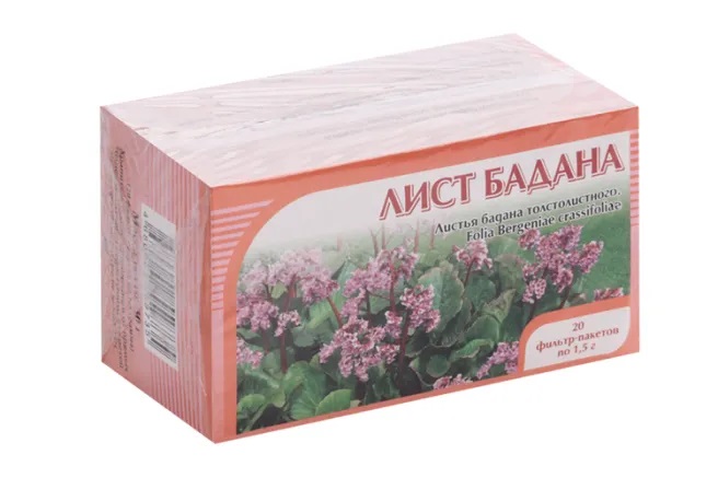 Бадана толстолистного корневища, сырье растительное измельченное, 1.5 г, 20 шт. фото