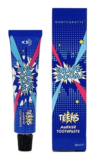 Montcarotte Teens Паста-маркер зубная для детей с 7 лет, паста зубная, 30 мл, 1 шт, виноград фото