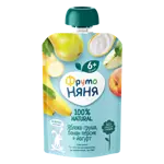 Фрутоняня детское пюре, пюре, 90 г, 1 шт, яблоко, груша, банан, персик, йогурт фото