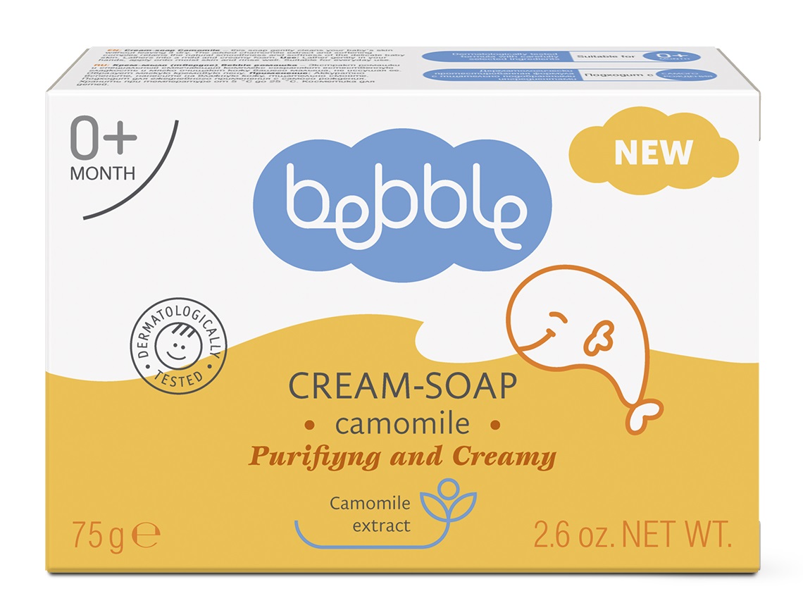 Bebble Крем-мыло твердое детское, крем-мыло, 75 г, 1 шт, ромашка фото