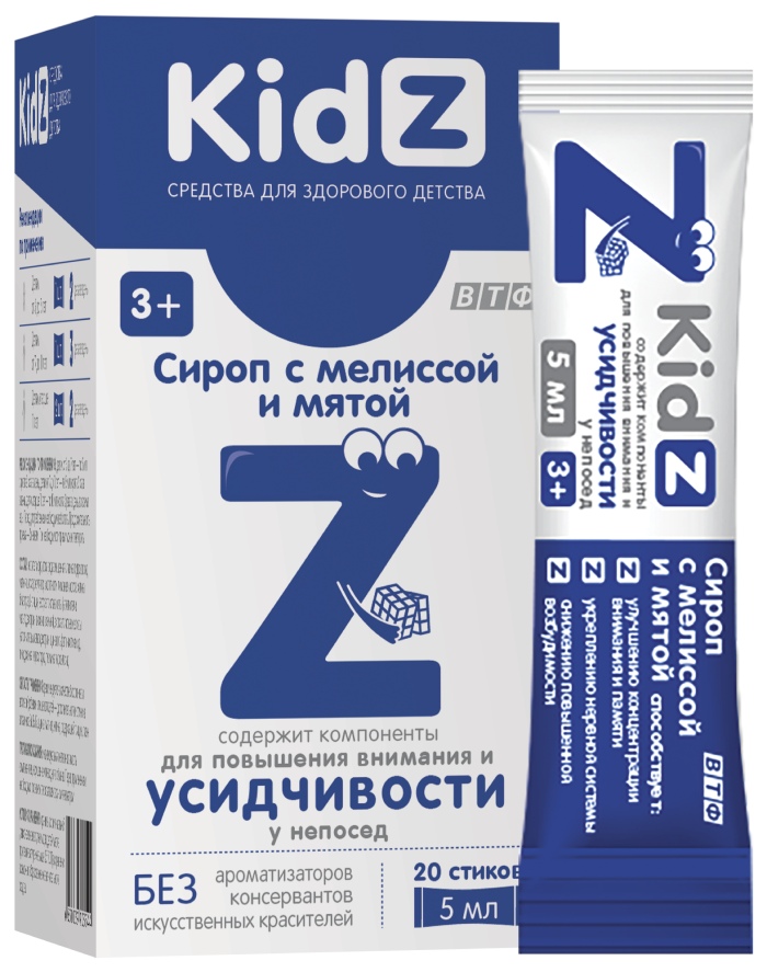 Kidz Сироп с мелиссой и мятой стик, сироп в стиках, 5 мл, 20 шт. фото