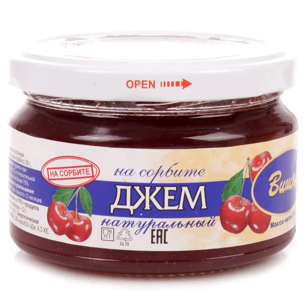 Петродиет Джем на сорбите, 240 г, 1 шт, вишня фото
