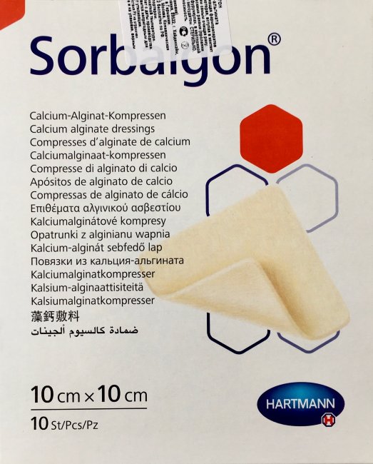 Hartmann Sorbalgon Повязка стерильная из волокон кальция альгината, 10 см х 10 см, повязка стерильная, 1 шт. фото