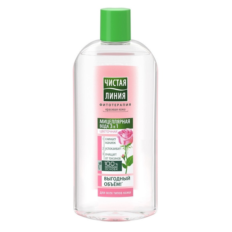 Чистая линия Мицеллярная вода 3 в 1, мицеллярная вода, 400 мл, 1 шт, для всех типов кожи фото